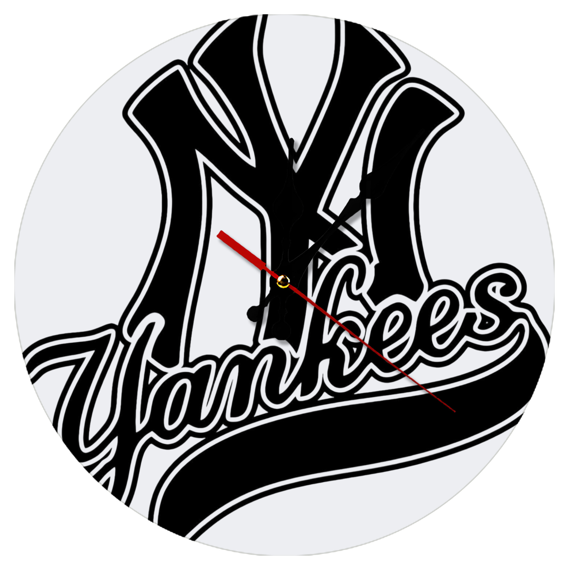 New York Yankees Black Logo Silent Round Wall Clock – Modern & Stylish DIY Design, Durable Wood Construction, Easy To Install – Perfect For Office, Bedroom, Living Room, And More